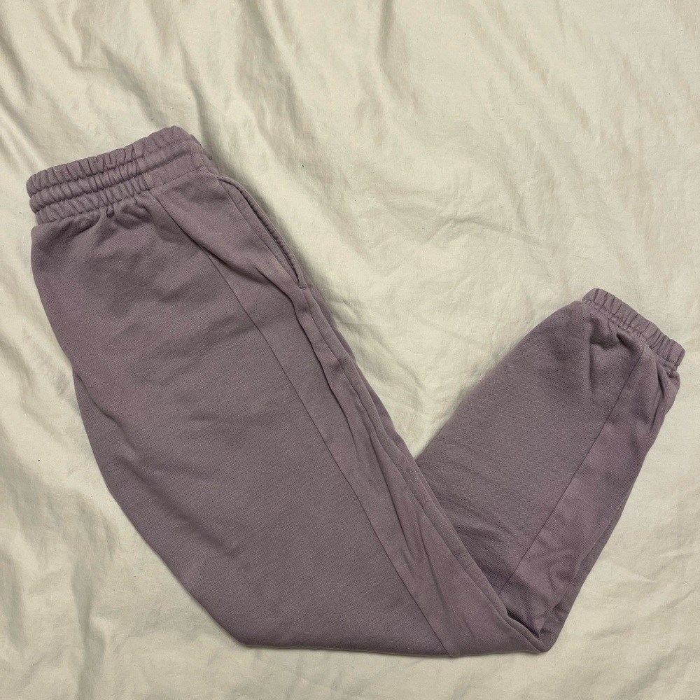 TNA Aritzia Cozy Mid-rise Fleece Purple Boyfriend Sweatpant Jogger - Picture 7 of 7